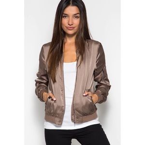 Satin mocha bomber jacket